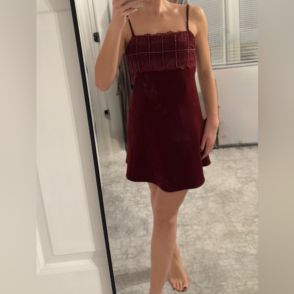 Custom made vintage mini burgundy dress
